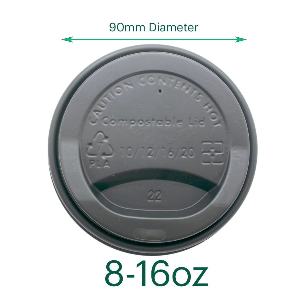 Biodegradable Lid (Black)| Fit Coffee Cups with 90mm Brim| Qty:1,000 - Image 2